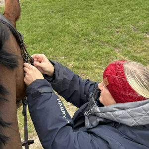 WCC Red Fluffy-Lined Knitted Headband – Perfect for Cold Days at the Yard